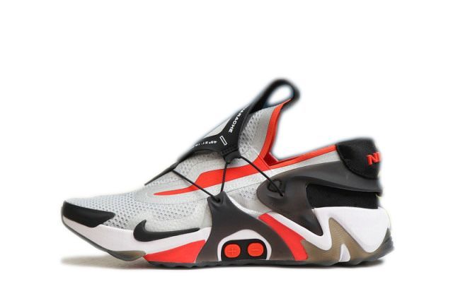 Nike Adapt Huarache, серый с оранжевым и белым, текстиль, сетка, мужские